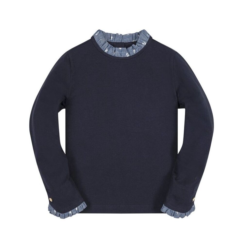 Hope & Henry Girls  Organic Ruffle Trim Knit Top